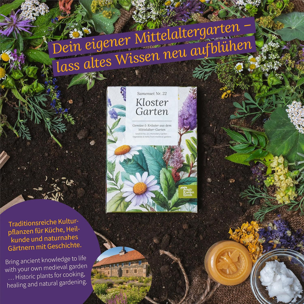 Magic Garden Seeds - El Jardín del Monasterio: Verduras y Hierbas de la Edad Media - Caja de 9 Semillas Históricas Culinarias, Medicinales y de Huerta
