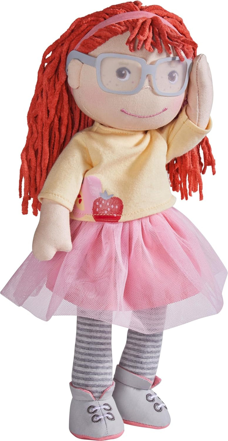 Păpușa HABA AVA, păpușă de 30 cm cu ochelari, păpușă moale pentru copii de la 18 luni