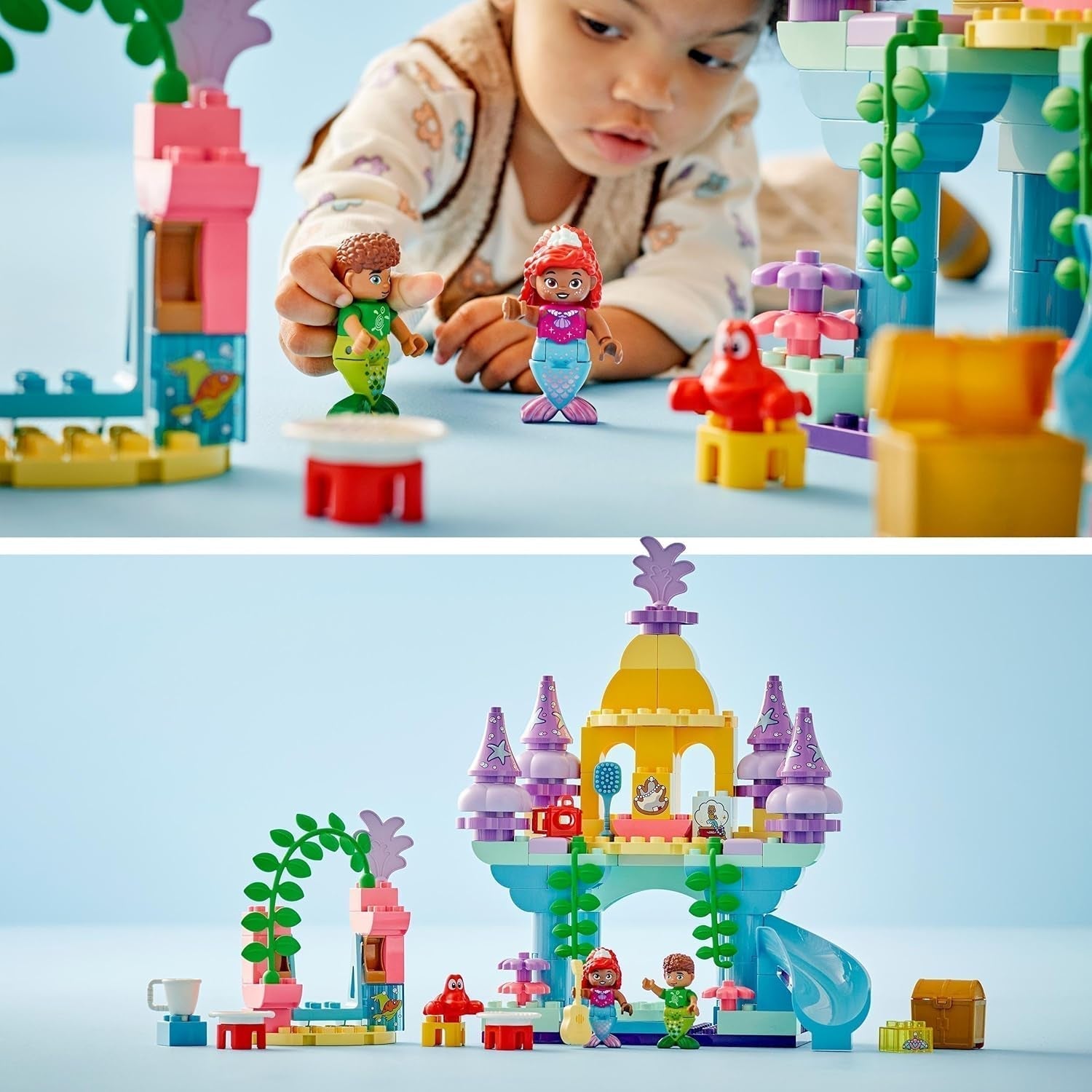 LEGO DUPLO | Palacio Mágico Subacuático de Ariel de Disney, juguete educativo para la sirena Ariel, castillo submarino para niños mayores de 2 años 10435 Juegos de construcción Besuche den LEGO-Store