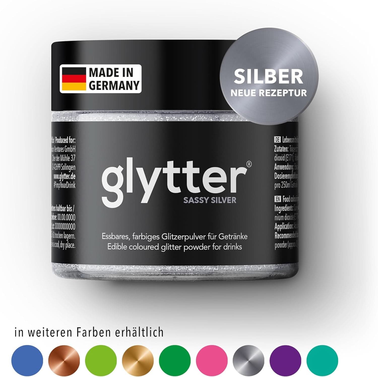 Glitter Glitter Powder For Drinks (Plata) - Glitter comestible para bebidas, 10 gramos Glitter Naty Shop