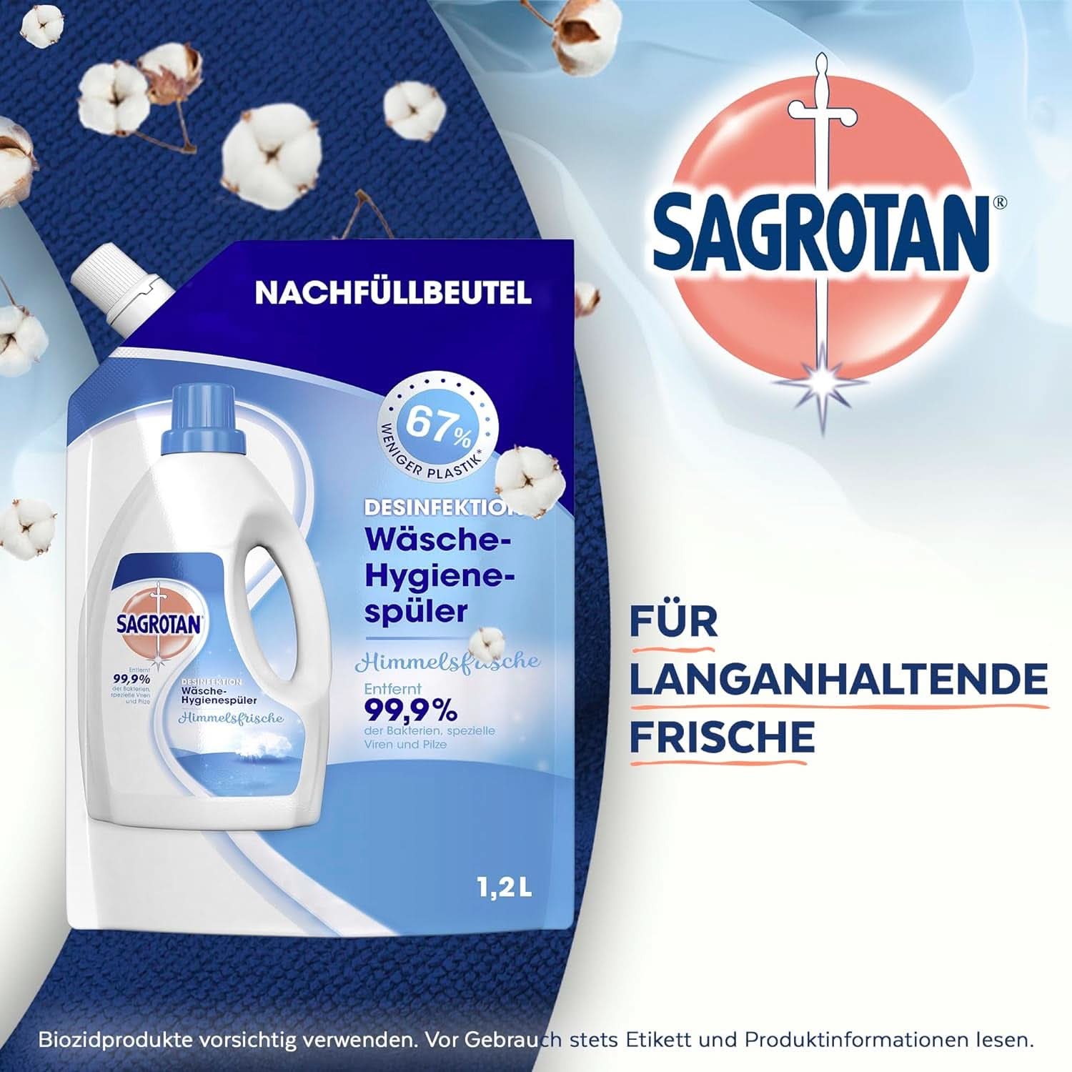 Sagrotan Detergent pentru igiena rufelor Sky Fresh Refill - efect dezinfectant, pentru rufe curate și proaspete din punct de vedere igienic Detergenti Rufe Naty Shop