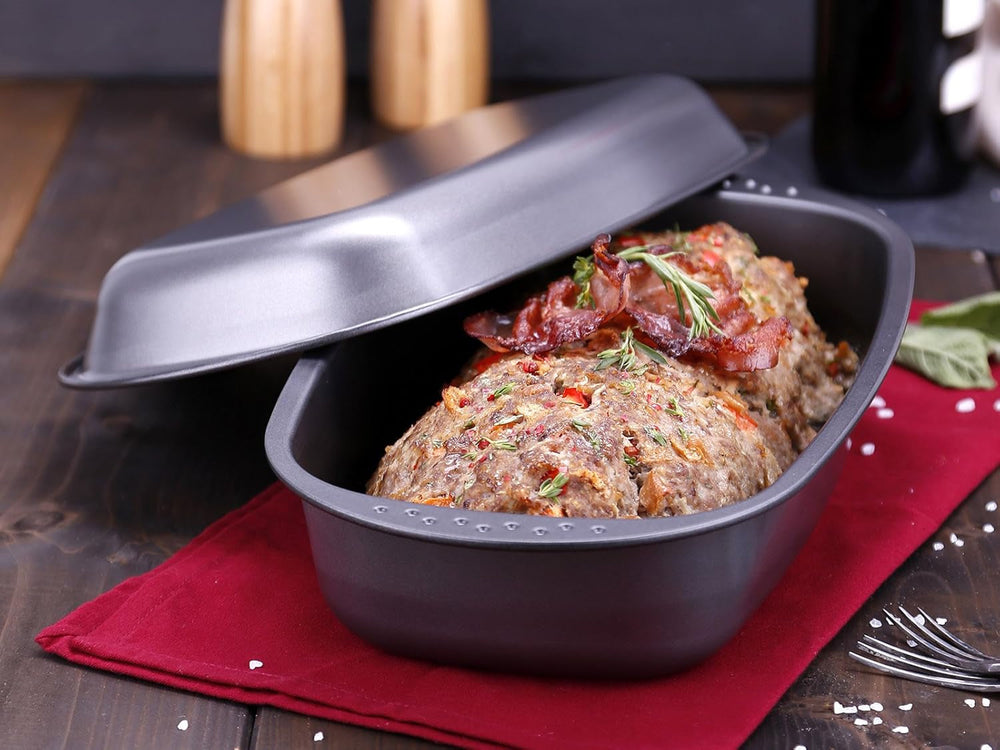 Chg 9942-04 bratenform mit deckel, antihaftbeschichte, antracita-metálico, 37 x 20 x 7 cm moldes y bandejas para hornear naty shop