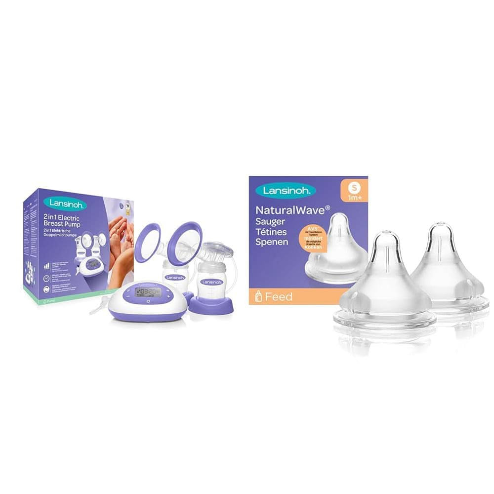 Sacaleches eléctrico 2 en 1 Lansinoh - pantalla LCD iluminada - extracción en uno o ambos lados - ajustable individualmente - más leche en menos tiempo Accesorios Alimentación y Lactancia Bebe Naty Shop Pack con tetinas Naturalwave, 2 piezas Extractor de leche eléctrico 2En1 (nuevo)