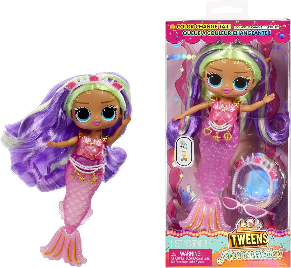 L.O.L. Surprise! Tweens - Mermaid Lola Waves - Modepuppe mit Farbwechselndem Schwanz, Beweglicher Flosse und Schönen Accessoires - Spielzeug für Kinder und Sammler ab 4 Jahren
