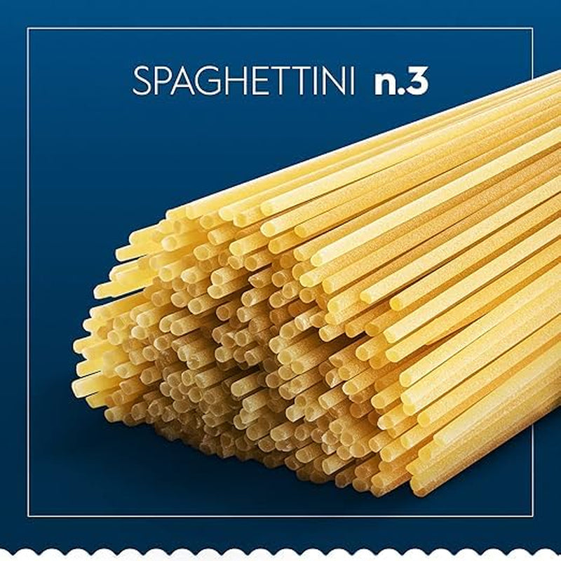 Pasta Barilla Spaghettini Clásicos núm. 3 trigos duros de alta calidad, siempre al dente (1 x 500 g)