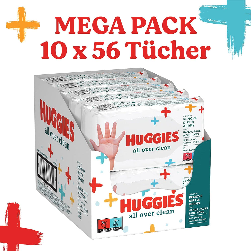 Huggies Toallitas húmedas para bebé General Clean Full Body Discreet Fresh 10 x 56 toallitas Caja mensual