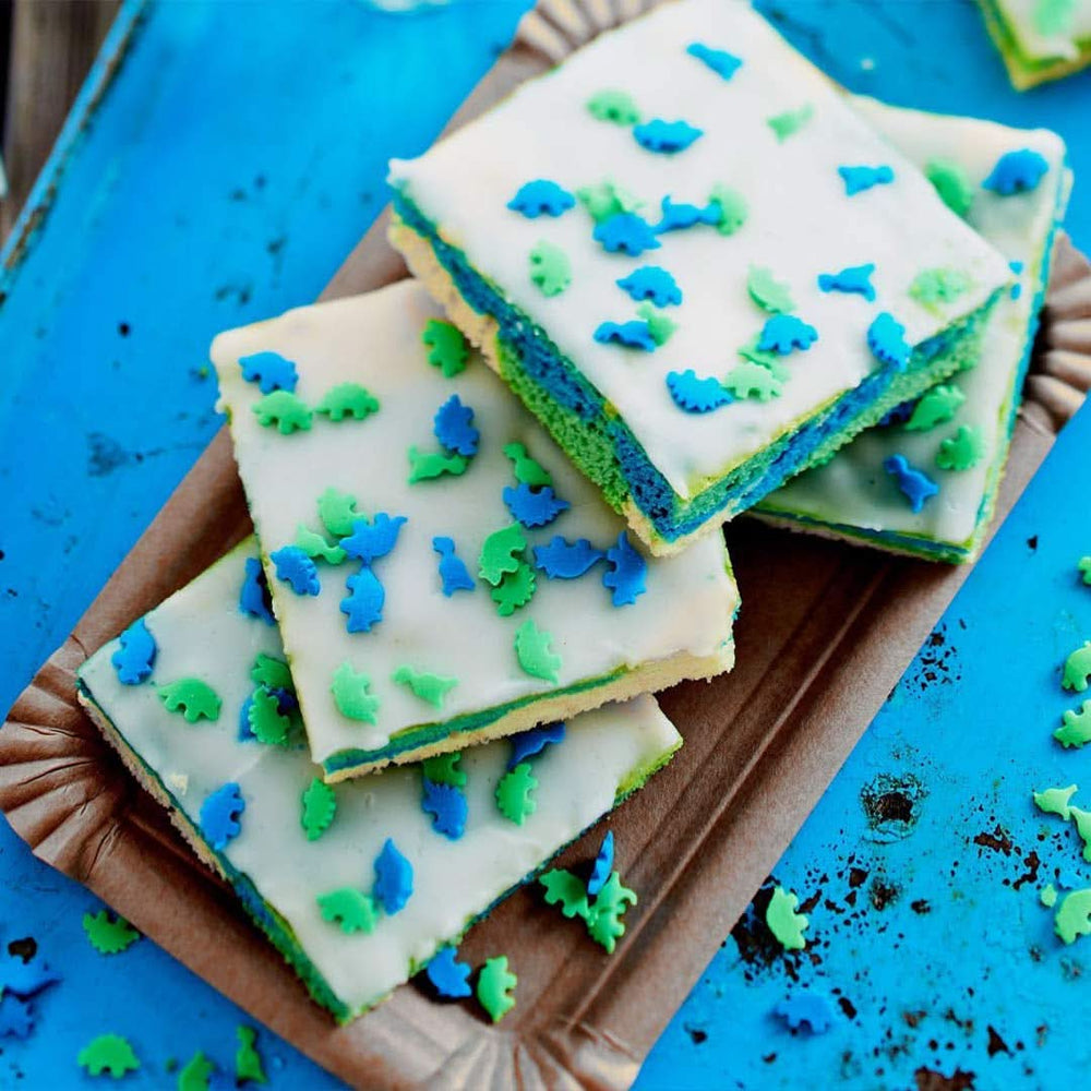 RUF Dinolino Cake, bizcocho en láminas tricolor con sabor a limón, 850 gramos Sprinkles Naty Shop