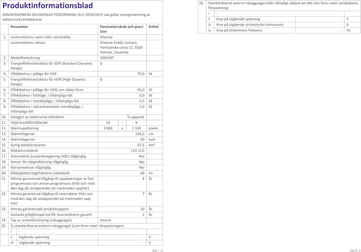 Televizor LED Hisense 50E63KT, 50 de inci, Smart TV UHD 4K