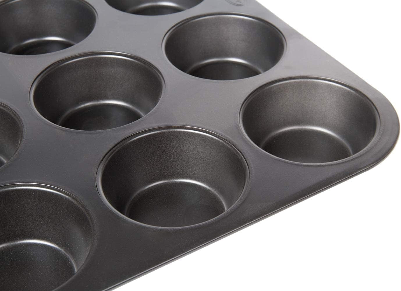 Wenco Muffinform 12Er Antihaft Backblech, Spülmaschinengeeignet, Karbonstahl – Muffinblech Für 12 Muffin – Hitzebeständig Bis 220°C, Schwarz Moldes y bandejas para hornear Naty Shop