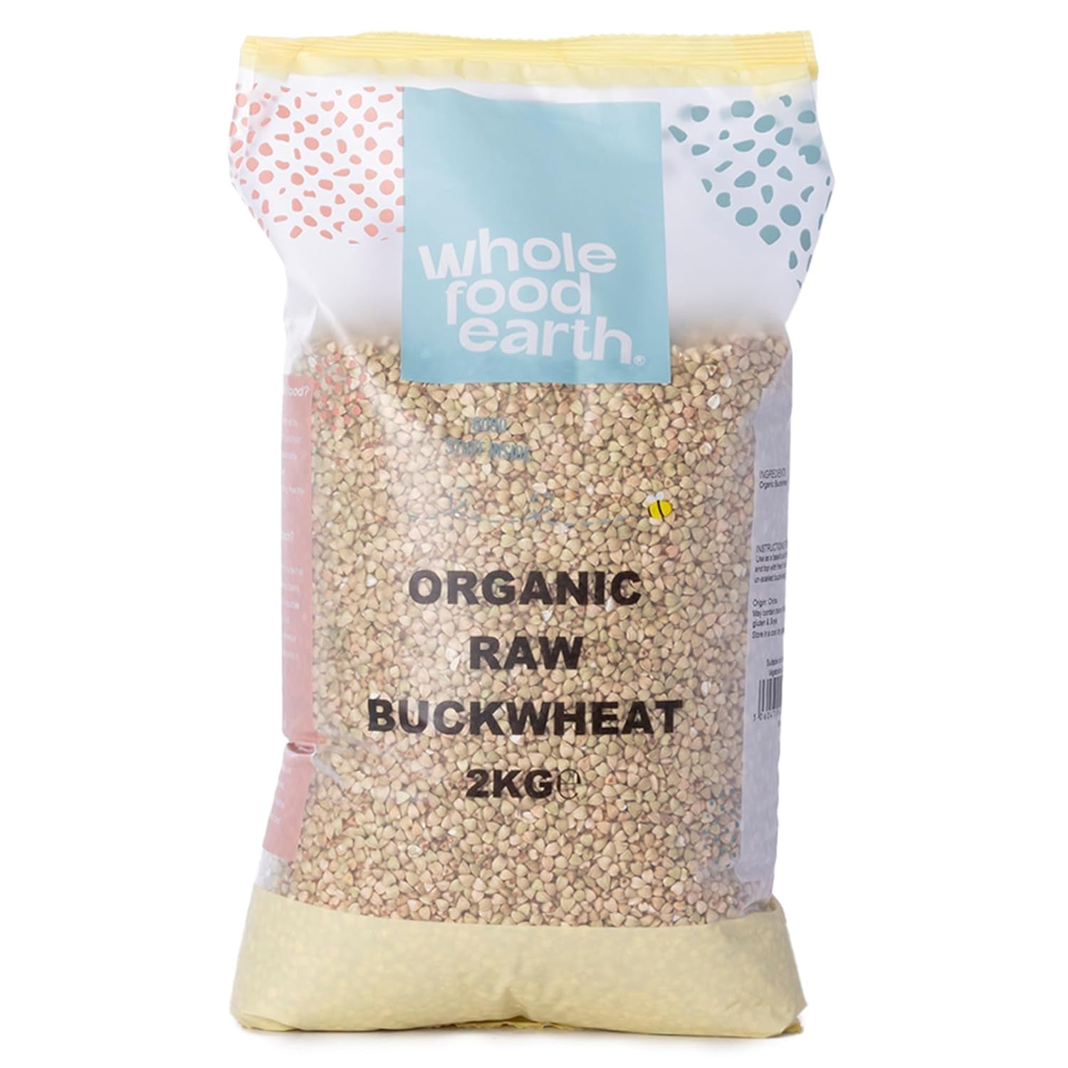 Trigo sarraceno orgánico Wholefood Earth - 3 kg - Sin OGM - Vegano - Alto en fibra - Certificado orgánico