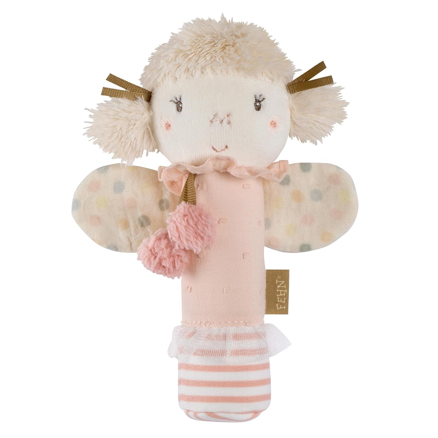 Fehn stick de prindere jucărie pentru copii fehnNatur jucărie iepure - jucărie de activitate motorie cu zornăitor pentru prindere, îmbrățișare - jucărie de prindere cu bumbac organic - jucărie pentru bebeluși și copii mici de la 0+ luni Jucarii Bebe Naty Shop Zână