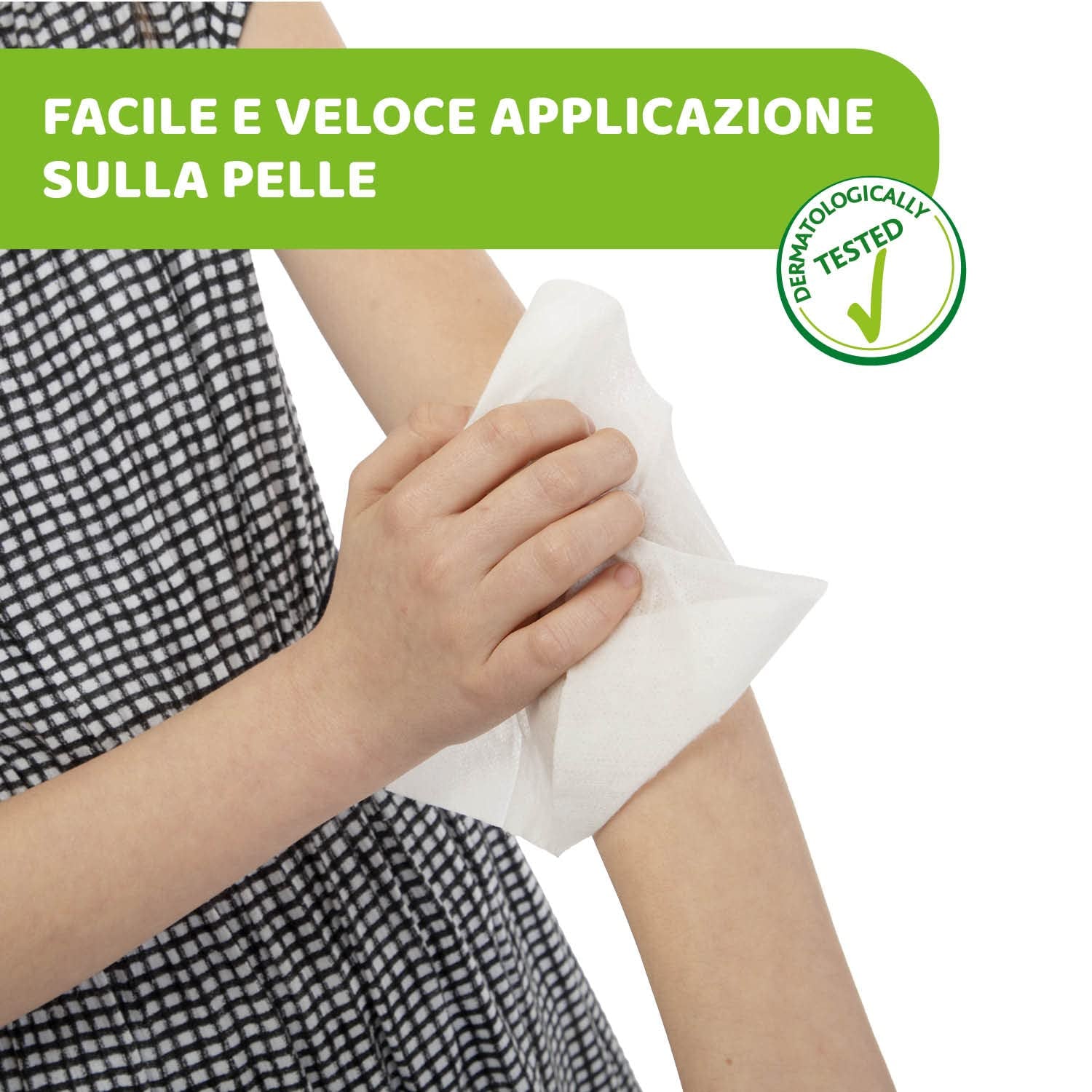 Toallitas Húmedas Protectoras Chicco NaturalZ, Pack de 20. Protección natural de verano con hierba de limón y eucalipto, protección de día y de noche.