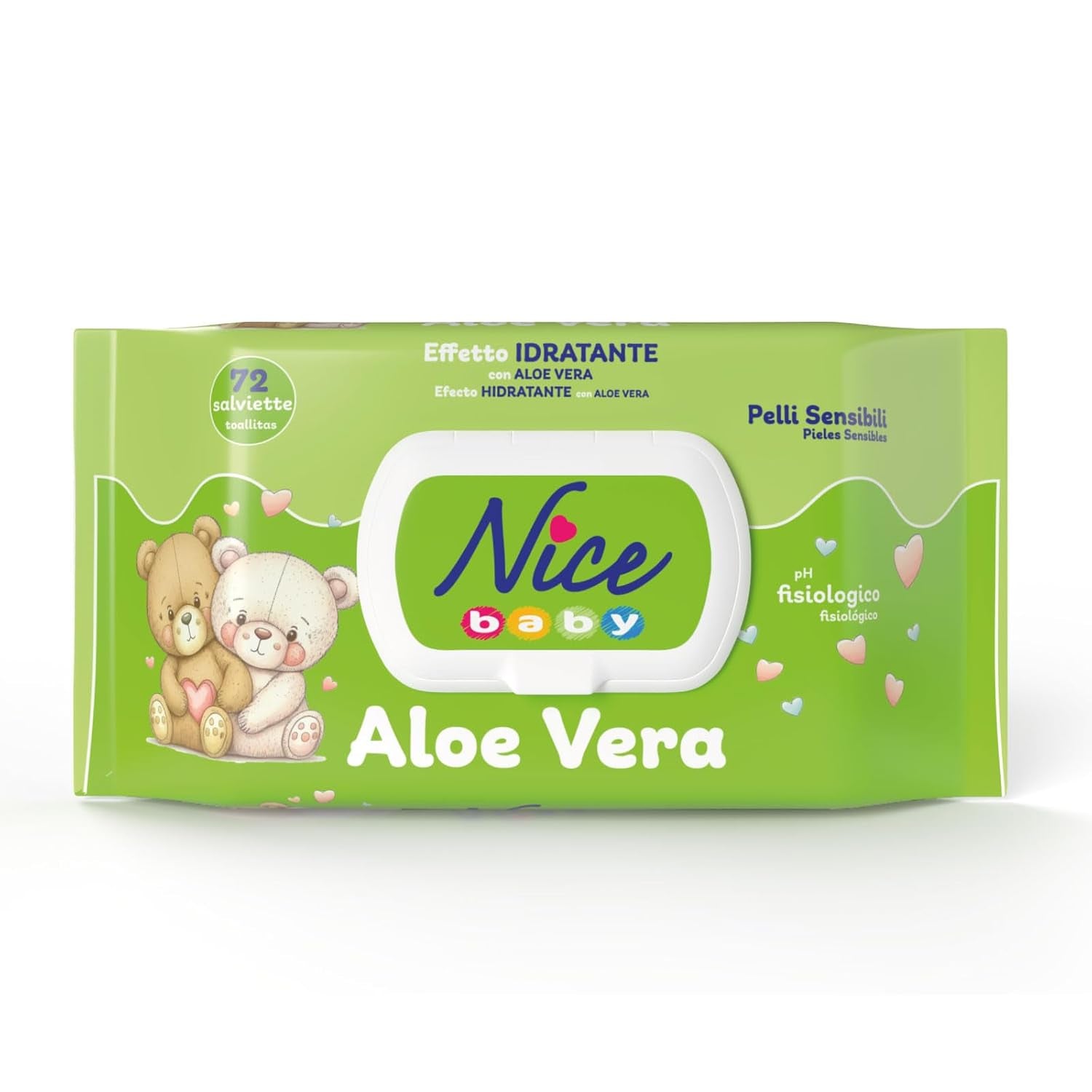 Toallitas limpiadoras para niños y bebés - con aloe vera y aceite de argán - testadas dermatológicamente - valor de pH fisiológico - formato maxi: paquete de 72 toallitas - Nice