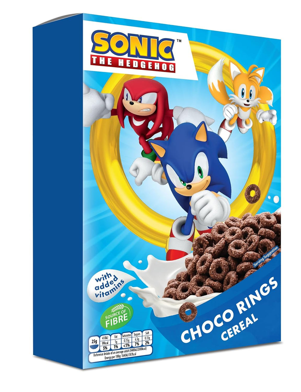 Sonic Choco Rings aros de cereal, trigo, avena y maíz para el desayuno perfecto, con vitaminas añadidas, 1 paquete (1 x 350g)