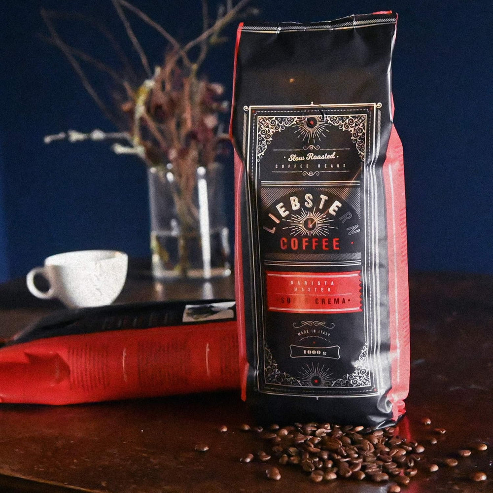 NOU | LIEBSTERN COFFEE | Boabe de cafea 1kg | SUPER CREMA | Cafea cu aciditate suplimentară scăzută | Cele mai bune boabe de espresso pentru aparate complet automate | Prăjire medie cu multă aromă