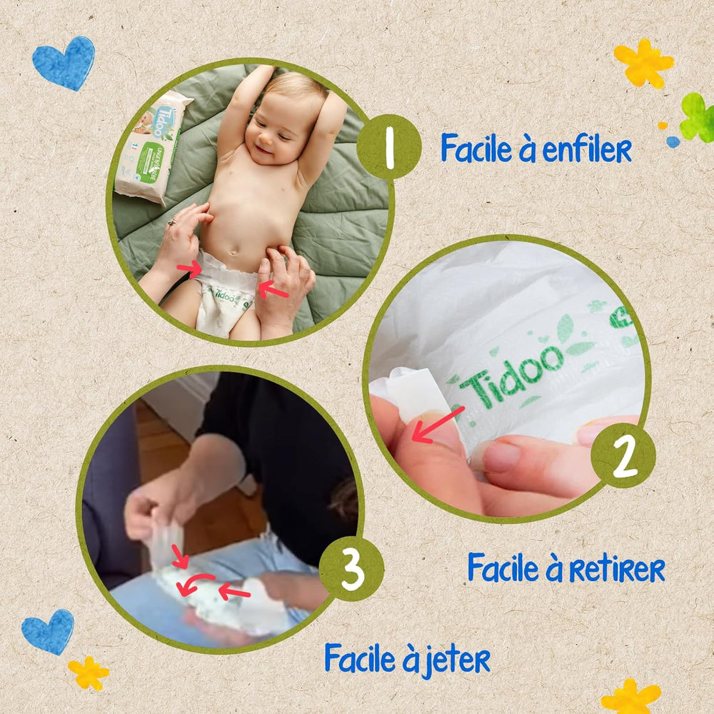 - Ökologische Diadeln, Größe 2 (3-6 kg) – natürlicher Ursprung, ohne Schadstoffe – 12 Stunden trocken, extrem saugfähig – hermestellung in Frankreich – 150 Einwegdiadeln – Packung 1 Month