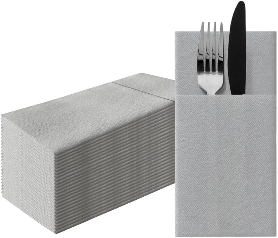 PAW - Șervețele pentru tacâmuri Airlaid - Fabric-like (1/8 fold) | 25 bucăți | Ideal pentru nuntă, botez, comuniune, aniversare | Saci de șervețele pentru tacâmuri | Bej