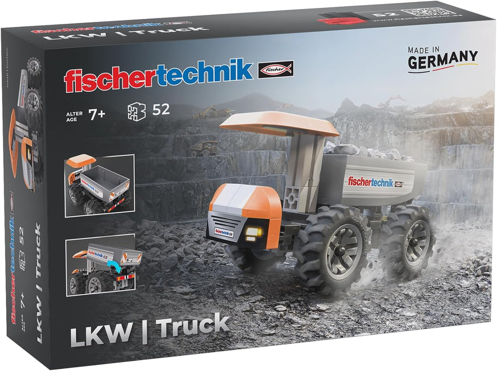 fischertechnik Truck 576105 – pädagogisches Konstruktionsspielzeug, LKW-Spielzeug-Bausatz für Kinder ab 7 Jahren, naranja