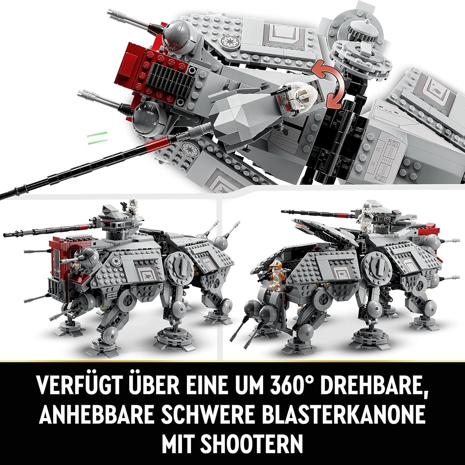 LEGO Star Wars Juego de minifiguras de modelo de juguete móvil At-Te Walker que incluye 3 soldados clon, droides de batalla y droide araña enano 75337 Juegos de construcción Besuche den LEGO-Store