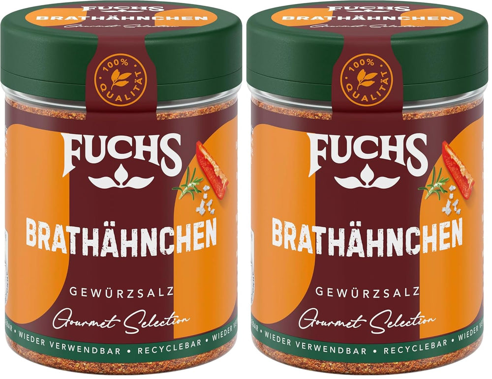 Fuchs Gourmet Selection Klassisch/Heimisch – Bratkartoffel Gewürzsalz, nachfüllbares Kartoffel Gewürz, Salz zum Würzen von Brat- & Ofenkartoffeln, Pommes Frites & Co, vegano, 70 g
