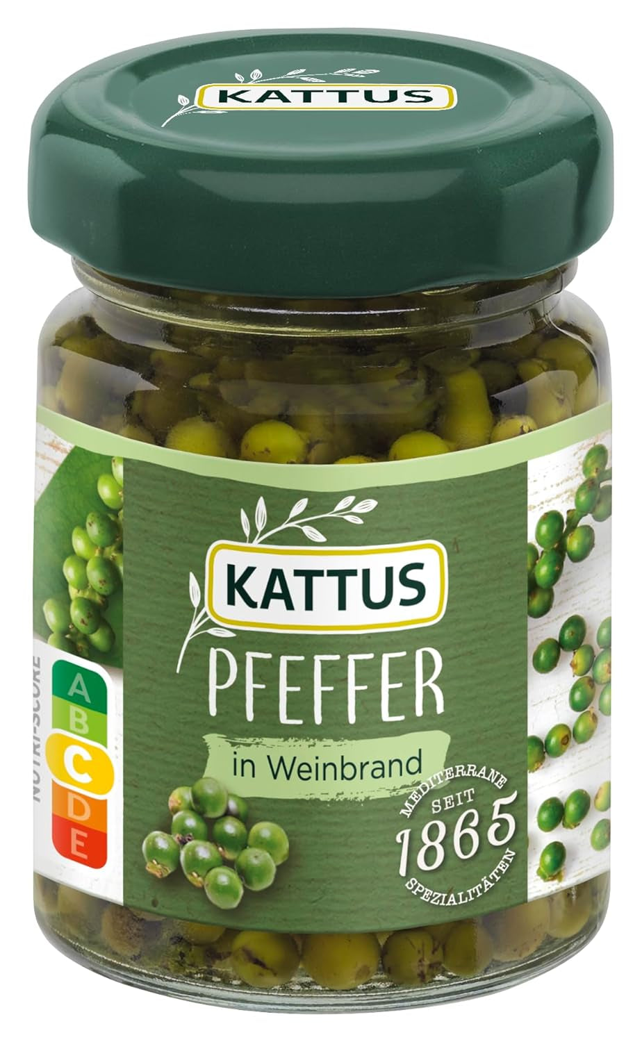 - Grüner Pfeffer en Weinbrand | Ganzer, eingelegter Pfeffer zum Würzen von Saucen | 50 g en vidrio