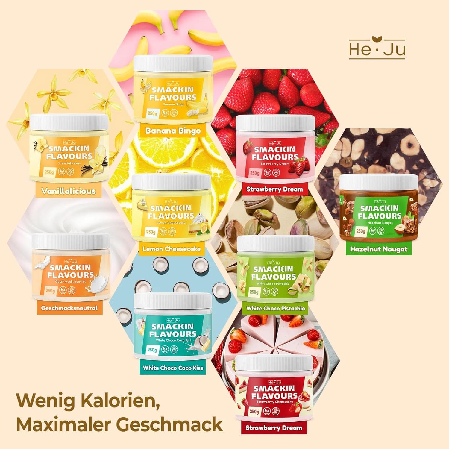 He-Ju, Polvo con sabor a chocolate blanco y pistacho, 250 gramos Naty Shop Sabores