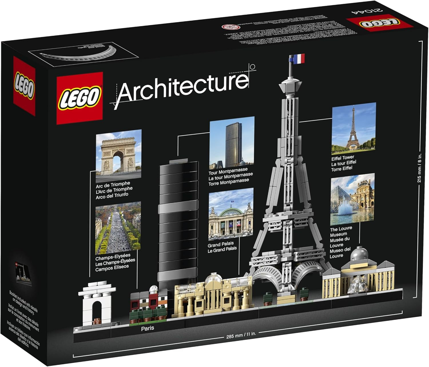 LEGO Architecture París, Torre Eiffel, Campos Elíseos y Louvre, kit de modelos, colección Skyline, decoración para el hogar y la oficina, ideas de regalos para coleccionistas, hombres y mujeres 21044 Juegos de construcción Besuche den LEGO-Store