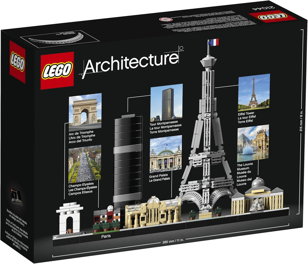 LEGO Architecture París, Torre Eiffel, Campos Elíseos y Louvre, kit de modelos, colección Skyline, decoración para el hogar y la oficina, ideas de regalos para coleccionistas, hombres y mujeres 21044 Juegos de construcción Besuche den LEGO-Store