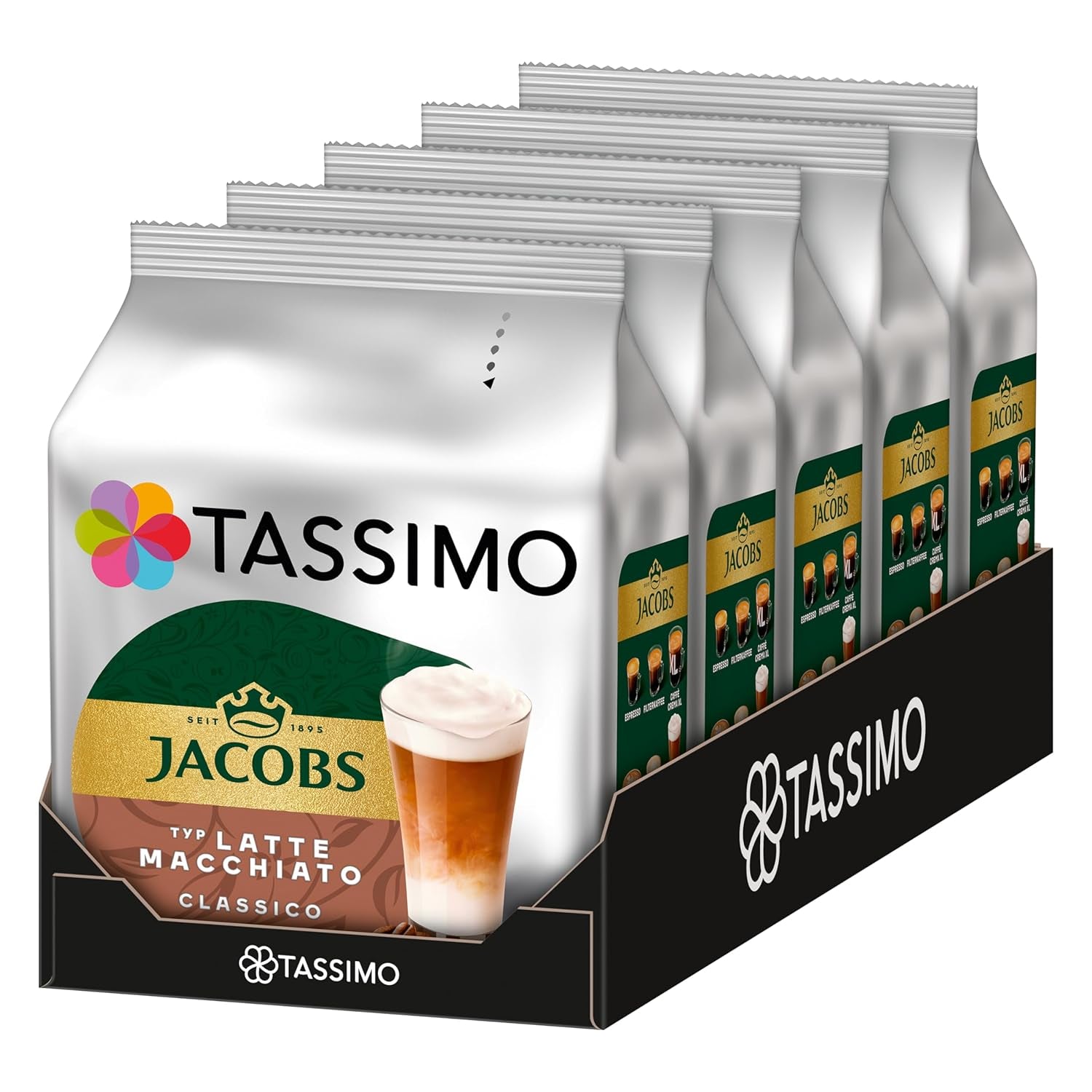 Tassimo Kapseln Jacobs Typ Latte Macchiato Classico, 5 x 8 Pads, 40 Kaffeekapseln