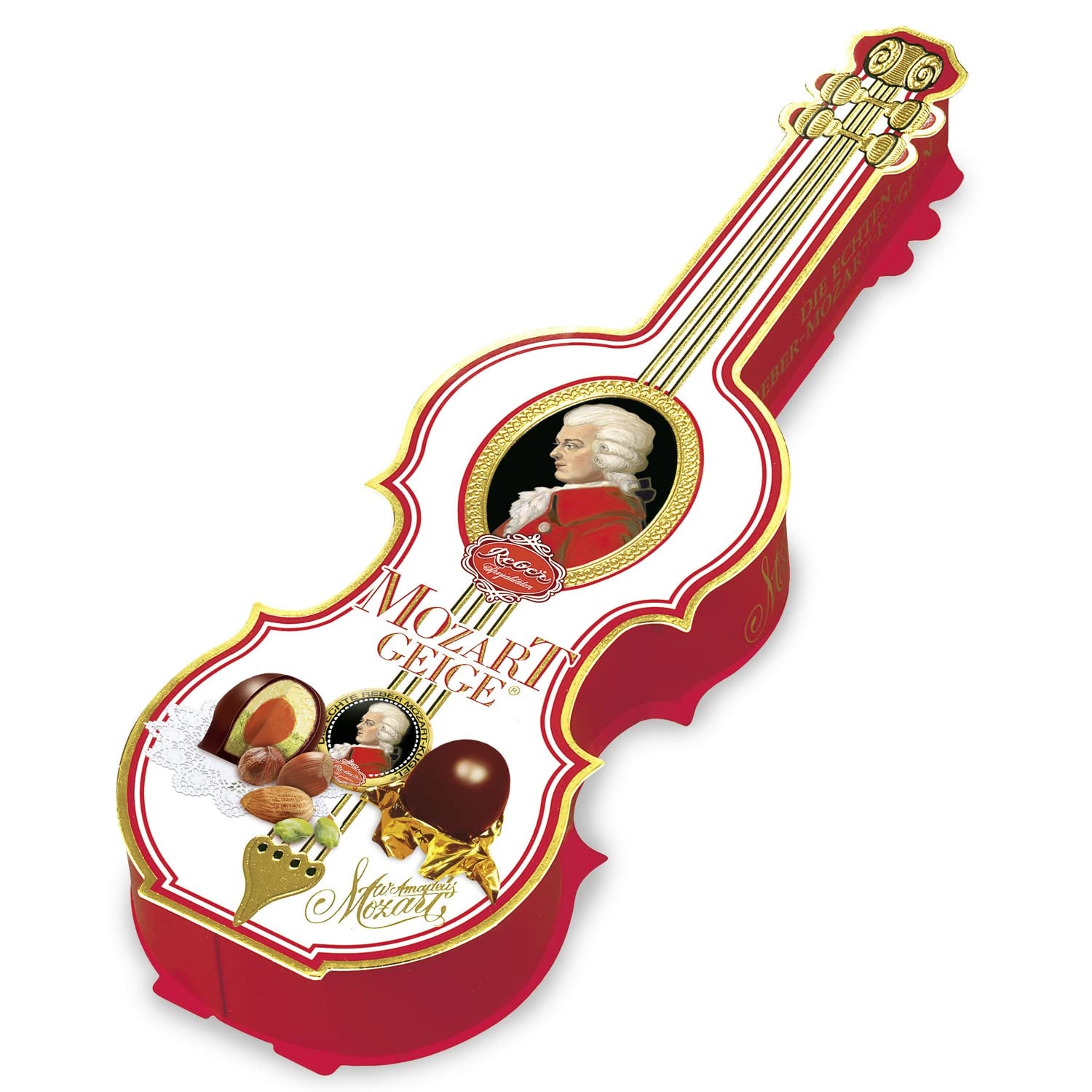 Reber Bolitas Mozart con chocolate negro, pack de 6 con mazapán y turrón, vegano - 1 x 120 g