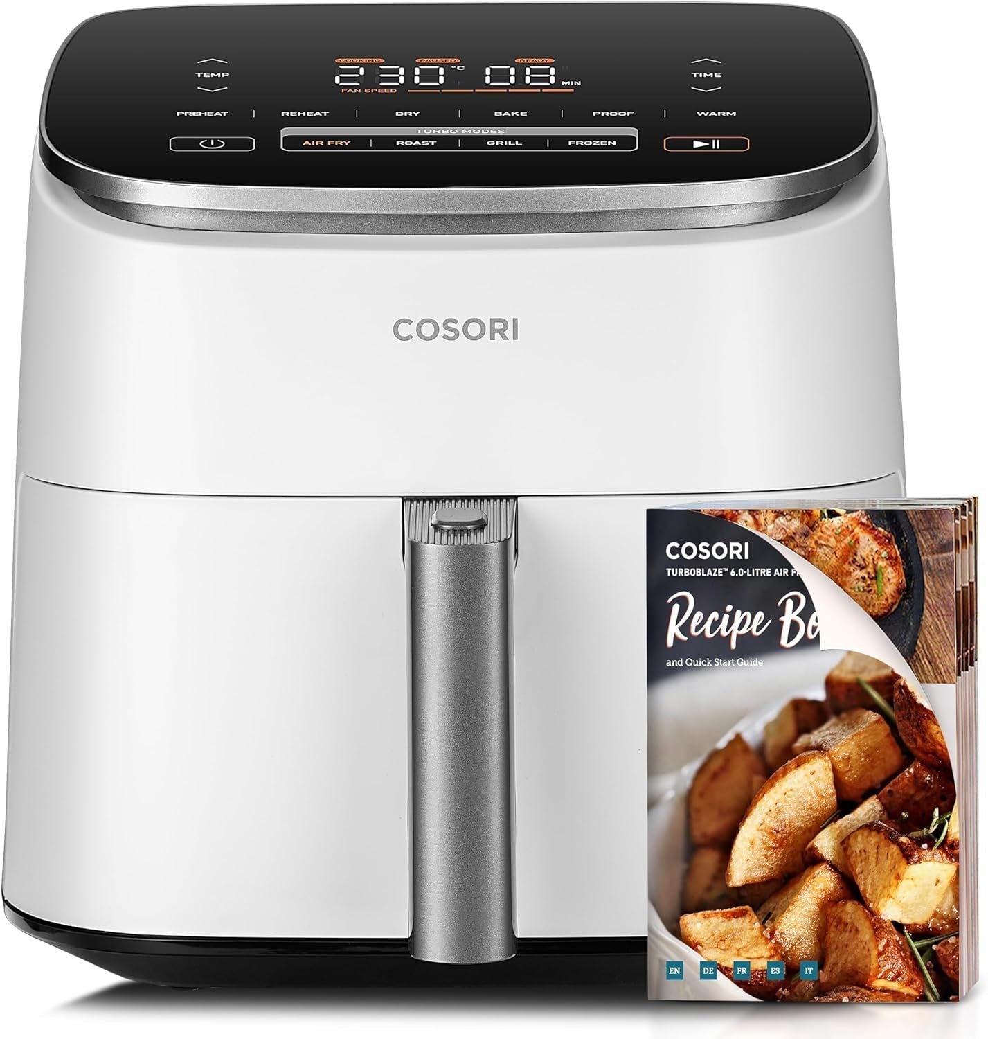 Cosori Turboblaze Hot Air Fryer Airfryer, 9 en 1, 6 litros, silenciosa Electrodomésticos Naty Shop Blanco Turboblaze