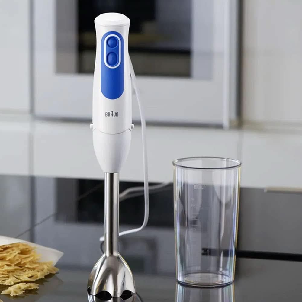 Braun Stabmixer MQ 3000 Smoothie+ - Multiquick 3 Pürierstab Mit Edelstahl Mixfuß, 700 Watt, Inkl 600 Ml Mixbecher, Weiß/Blau Kitchen Naty Shop