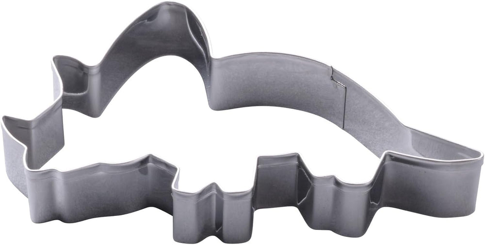 Set de forme de biscuiți Zenker cu dinozauri din oțel inoxidabil, 4 piese – Perfect pentru sesiuni creative de copt cu copiii, lavabil în mașina de spălat vase, design modern cu dinozauri, argintiu