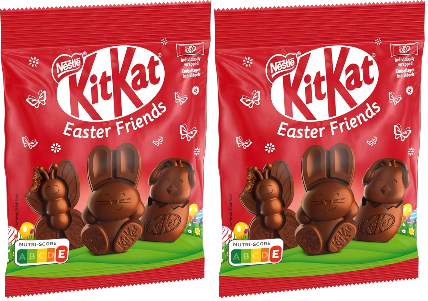 Mini figuras de Pascua de chocolate con leche y trozos crujientes de NESTLÉ, paquete de 2 (1 x 65 g)