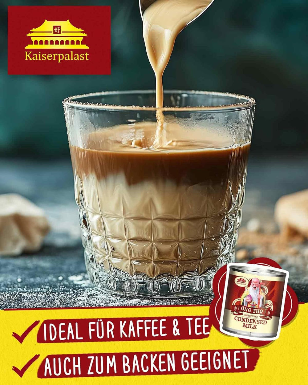 Kaiserpalast Leche Condensada 8% Fettanteil, gesüßt, zum Süßen von Kaffee und Tea oder zum Kochen und Backen, 1 x 397 g
