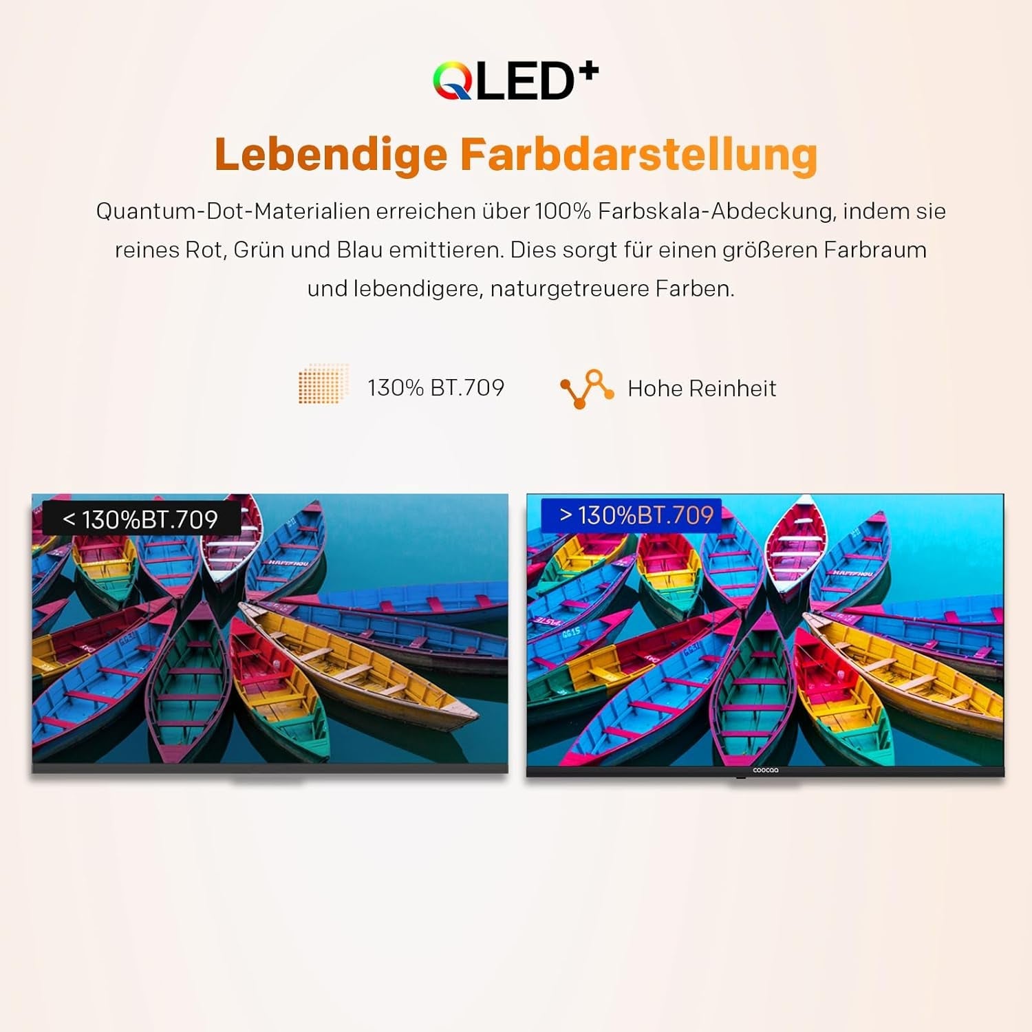 Televizor inteligent coocaa QLED 32 inch, 80 cm, televizor QLED compatibil cu Google TV, HDR10, Dolby Audio, Bluetooth 5.1, EyeCare, Google Cast, tuner triplu (DVB-T/T2/C/S/S2, CI+), 32CGQG40Z, model 2026