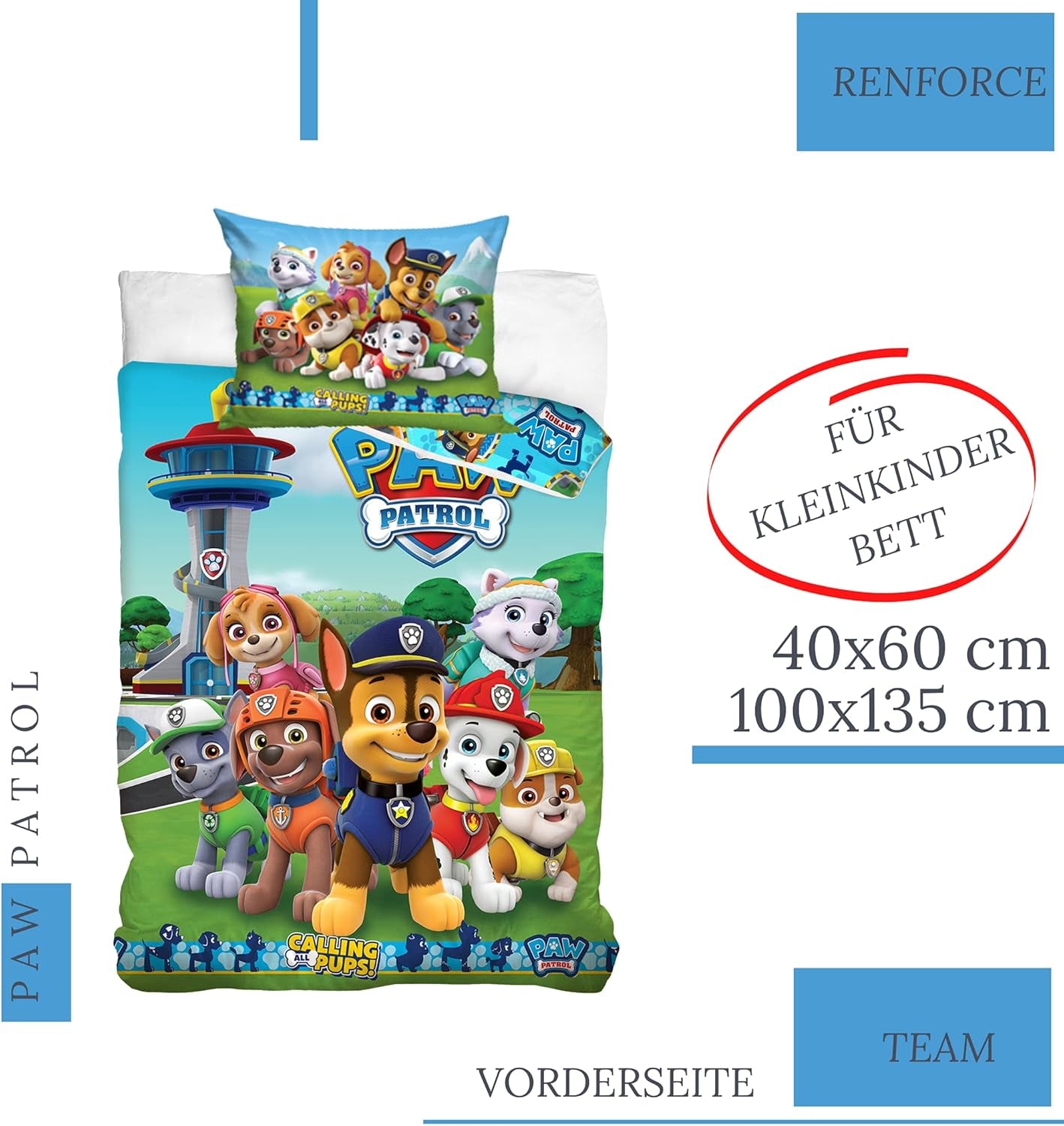 Funda De Almohada 100X135 40X60 · Compatible Con Paw Patrol Baby Kinderbettwäsche Para Mujeres Y Jóvenes · 2 Teilig · 1 Bebezug 40X60 + 1 Bettbezug 100X135 Cm Naty Shop