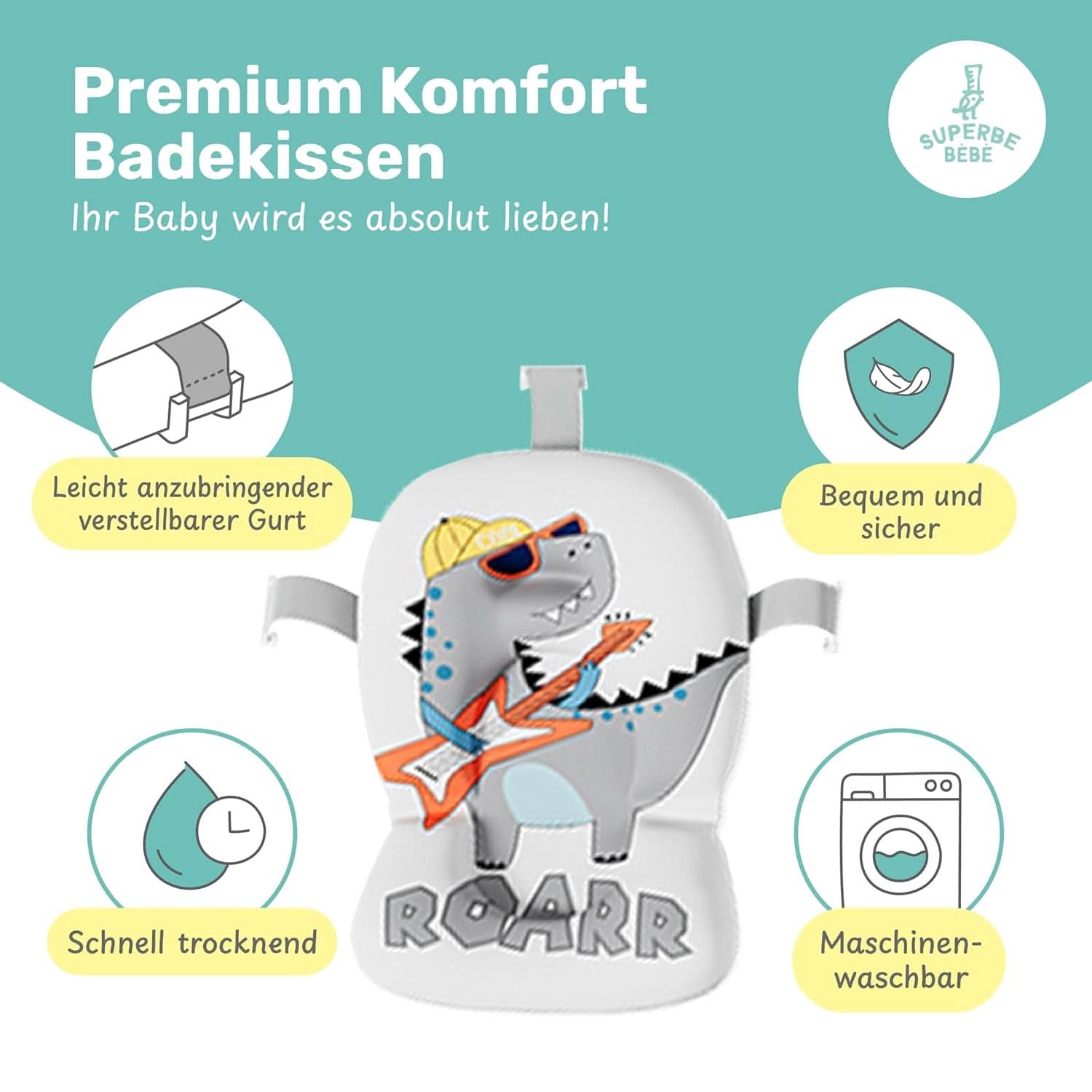 Bañera plegable para bebés con almohada de baño y termómetro integrado Madre e Hijo Naty Shop