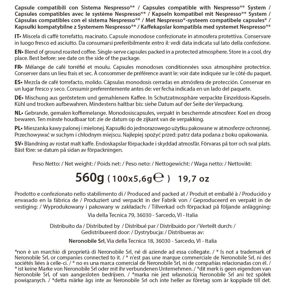 Decaffeinato Coffee Capsules Nespresso Compatible 5.6g x 100 capsules