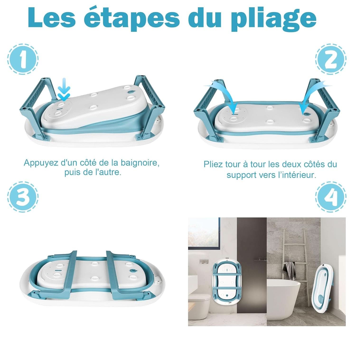 Einesin Bañera plegable grande XXL para bebés con termómetro integrado Madre e Hijo Naty Shop