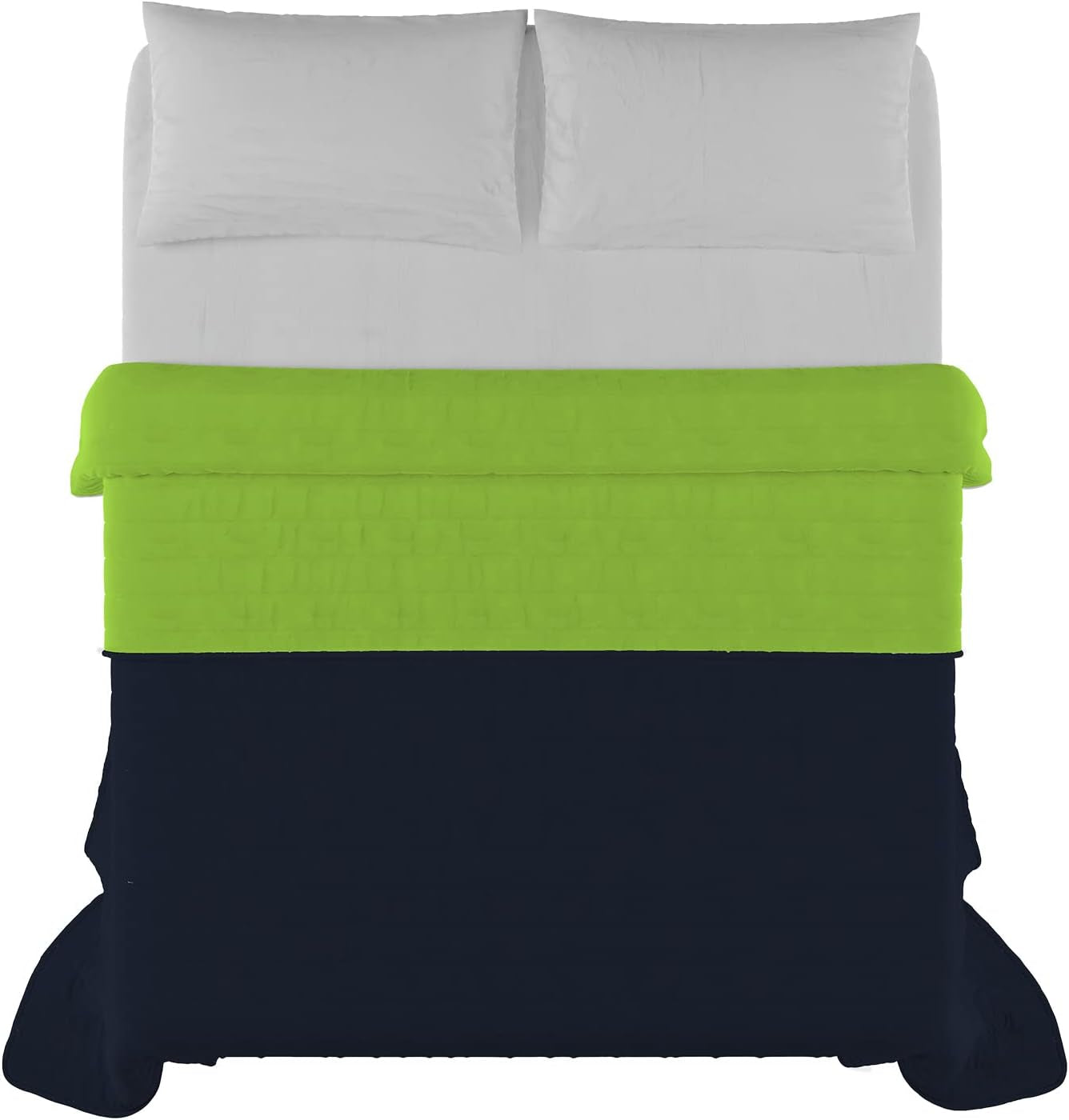 Elegante edredón para cama doble 260 x 270 cm azul oscuro/verde manzana Camas y edredones Besuche den Italian Bed Linen-Store