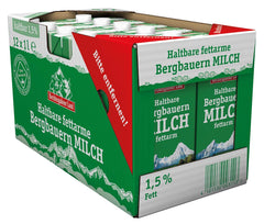 Berchtesgadener Land Haltbare Bergbauern-Milch, 1,5% Fett, paquete de 12 (12 x 1 l)