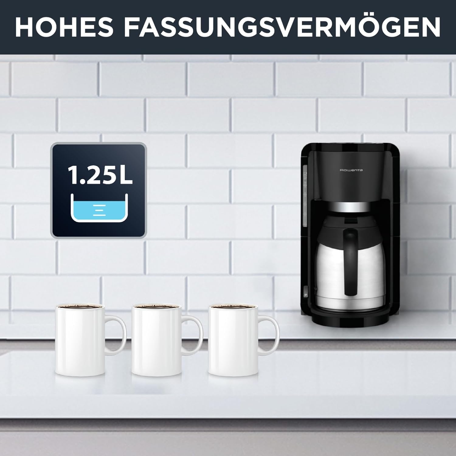 Espressor cu filtru Rowenta Adagio, carafă termică din oțel inoxidabil, menține cafeaua caldă până la 4 ore, capacitate 10-15 cești, capacitate 1,25 l, coș filtru detașabil, oprire automată, negru, CT3818