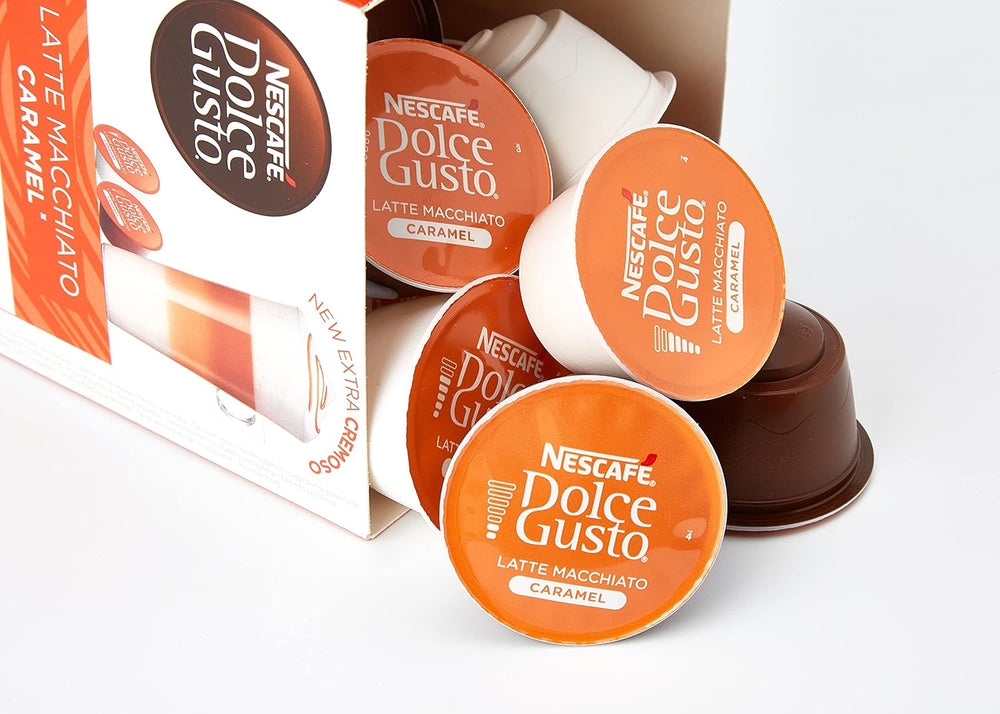 Latte Macchiato | 96 Kaffeekapseln & Latte Macchiato Caramel | 48 Kaffeekapseln | Arabica Robusta Mischung | Feines Karamell Aroma und leckerer Milchschaum