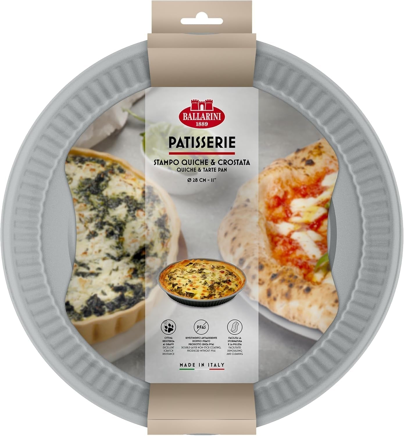 Ballarini, Molde para hornear, varios modelos Moldes y bandejas Naty Shop Molde para tarta Quiche Gris 28 cm