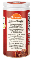 Ostmann Gewürze - Chili scharf Ojo de pájaro | Féurige Scharfe für Fleischgerichte und Eintöpfe | 35 g en Der Streudose