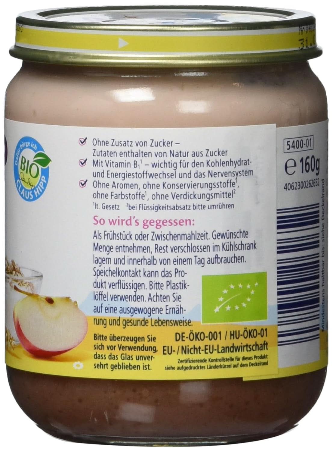 Muesli Hipp con fresas y yogur de manzana, paquete de 6 X 160 gramos Madre e Hijo Naty Shop