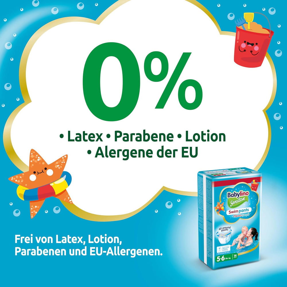 Pañales Sensitive Swim Pants, para mar y piscina, talla 5-6 (más de 14 kg), 84 piezas