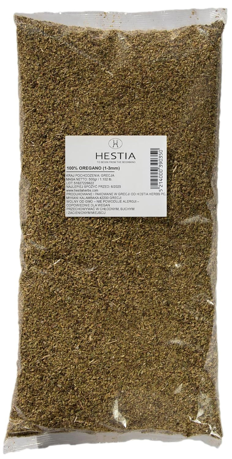 Hestia Herbs Griechischer getrechtenter Orégano 500 g, Libre de alérgenos – Vegano – Libre de GVO