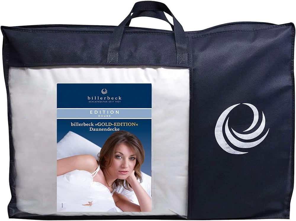 Edredón de plumas Billerbeck - E04 Gold Edition - Edredón para todas las estaciones - Edredón de plumas auténtico 135 x 200 cm - Nivel medio de calidez Edredones y edredones Naty Shop